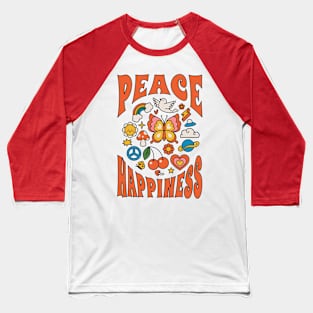 Groovy peace happiness 70s vibe Baseball T-Shirt